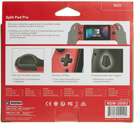 Hori Split Pad Pro Wireless Gamepad for Switch Volcanic Red Edition