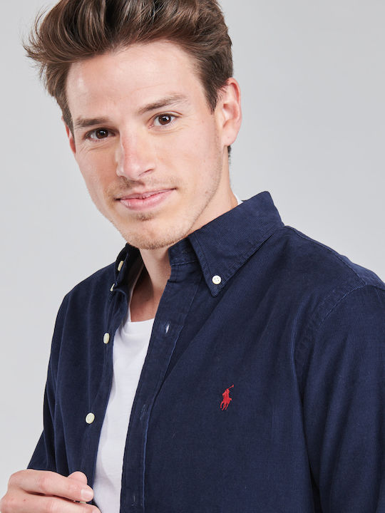 Long-sleeved Corduroy Shirt Blue