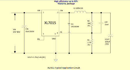 Haitronic Converter DC/DC Step-Down with Input Voltage 5-80V and Output Voltage 5-20V 0.8A (XL7015)