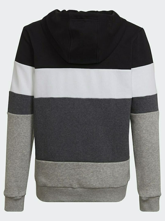 adidas Fleece Παιδικό Φούτερ με Κουκούλα και Τσέπες Μαύρο Colorblock