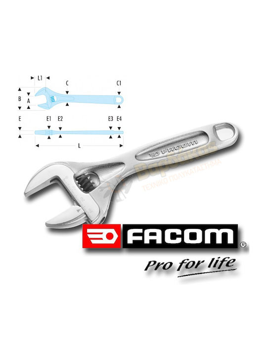 Facom French Wrench with Adjustable Opening 34mm 160mm