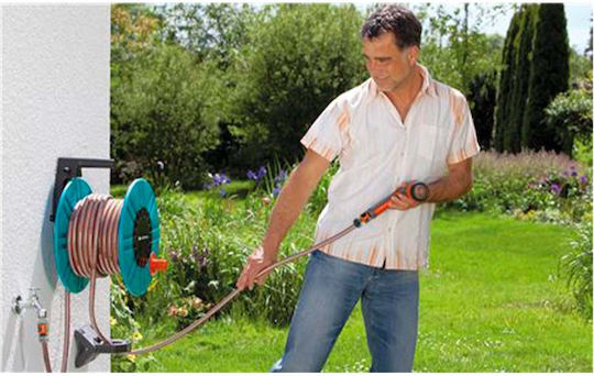 Gardena Classic Wall Mounted Hose Reel Without Hose With Rewind Handle