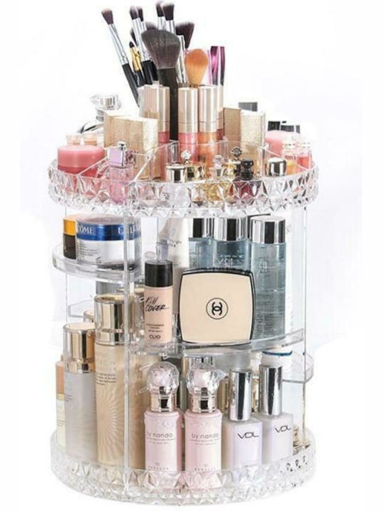 GlobalExpress Rotating Cosmetics Organization Stand With Transparent Levels 28x22cm