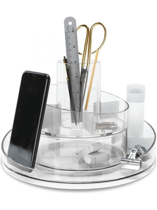 Umbra Rotating Cosmetics Organization Stand With 4 Compartments Transparent 25.4x25.4x17.1cm