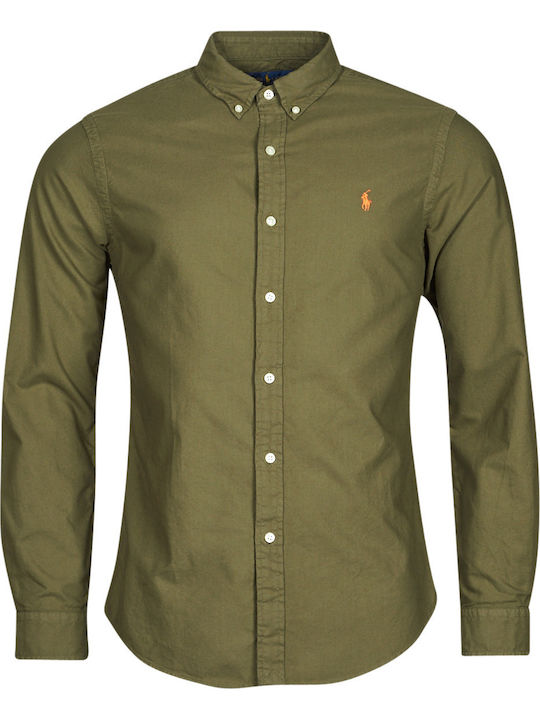 Long-sleeved Cotton Shirt Khaki