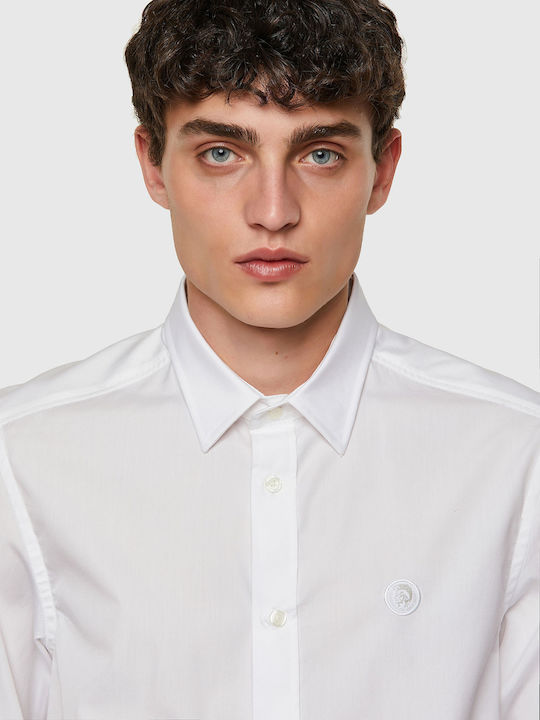 S Bill Long-sleeved Cotton Shirt White