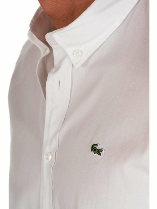Long Sleeve Cotton Shirt Narrow Fit White
