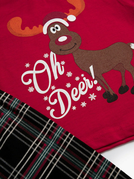 Minerva Παιδική Πιτζάμα Χειμωνιάτικη Κόκκινη XMAS OH DEER