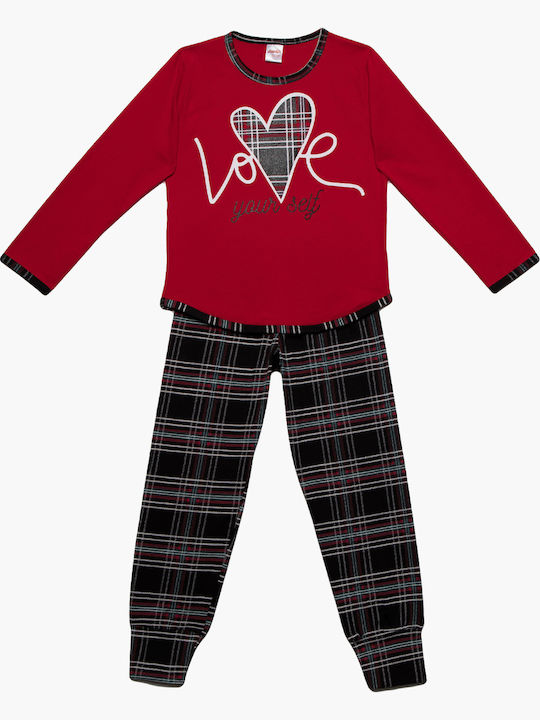 Minerva Kids' Pajamas Winter Red Love Your Self