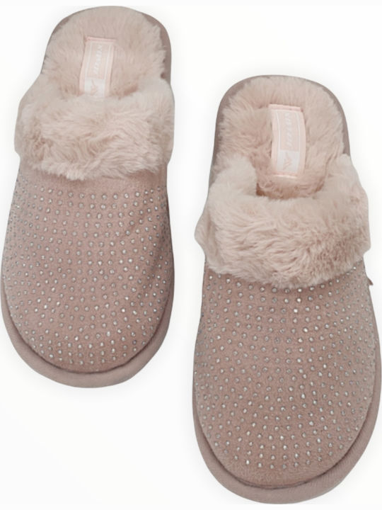 Winter Damen Hausschuhe mit Fell Rosa