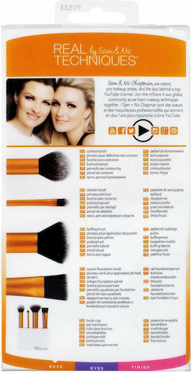 Real Techniques Set with Makeup Brushes made of Synthetic Hair Flawless 4pcs