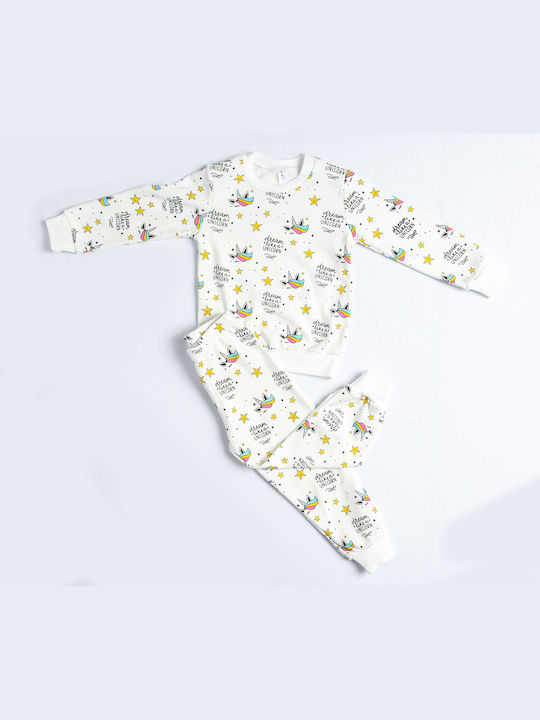 Dreams by Joyce Set Top & Bottom Kids Winter Pyjamas White