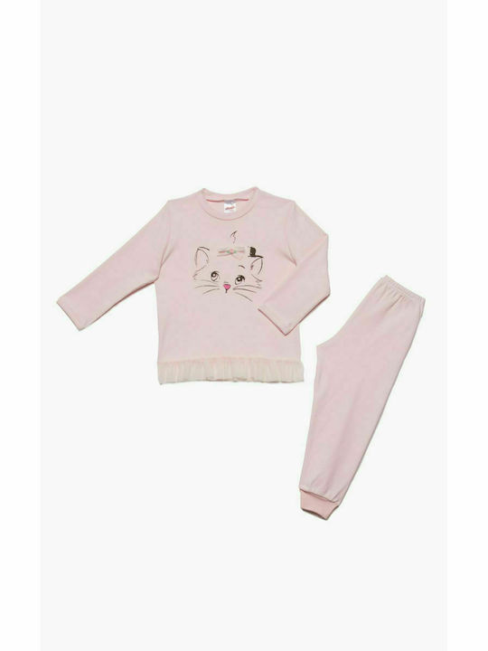 Minerva Set Top & Bottom Kids Winter Cotton Pyjamas Pink