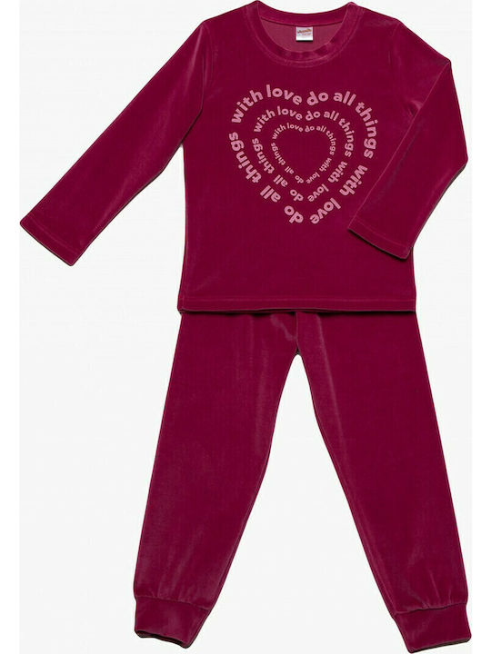 Minerva Детска пижама Зимна Фуксия VELVET WITH LOVE