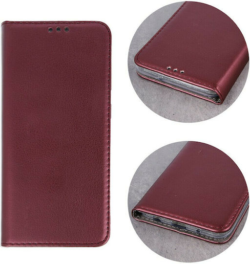 Smart Magnetic Back Cover Synthetic Leather Magnetic Burgundy (Realme C11 2021)