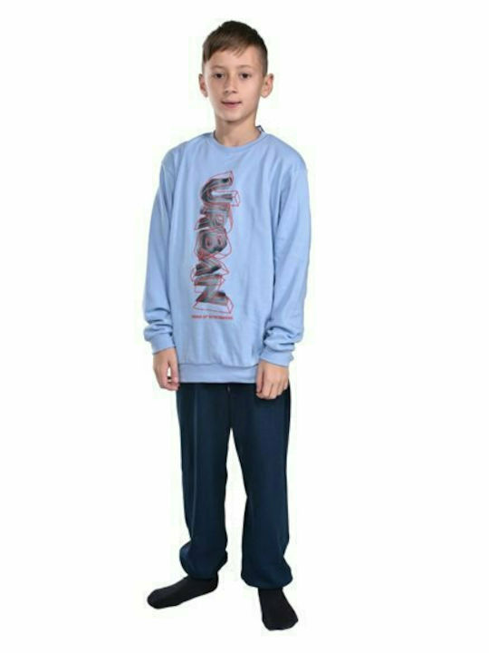 Dreams by Joyce Set Top & Bottom Kids Winter Pyjamas Light Blue