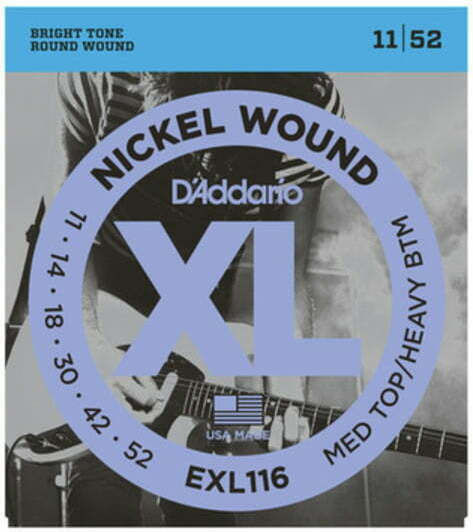 Daddario Set of Nickel Wound Strings for Electric Guitar XL Nickel Medium Top/Heavy Bottom 11 - 52"