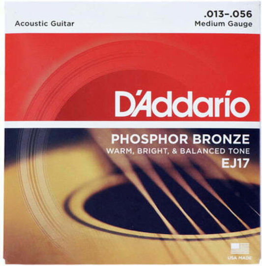 Daddario Medium Σετ Χορδών Phosphor Bronze Ακουστικής Κιθάρας 13 - 56"