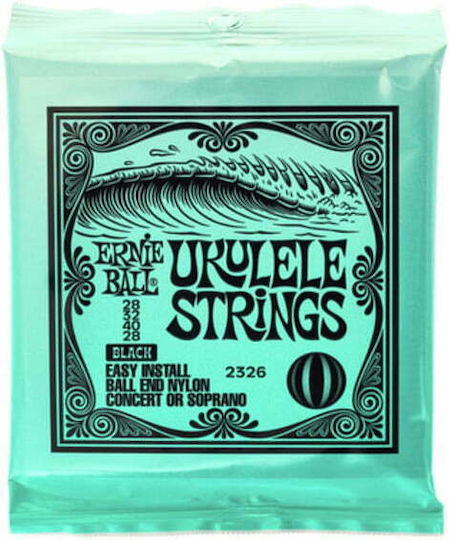 Ernie Ball Set of Nylon Strings for Ukulele Ukulele Ball End Black 28 - 40"