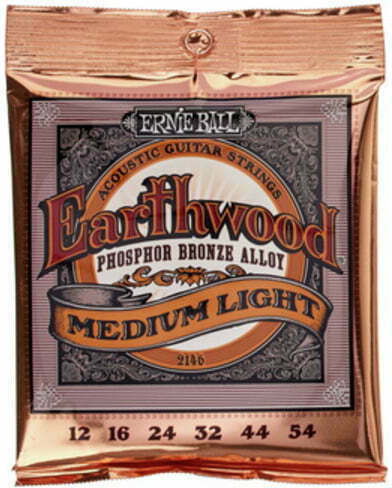 Ernie Ball Earthwood Set Acoustic Guitar Strings Phosphor Bronze 12 - 54 Medium Light