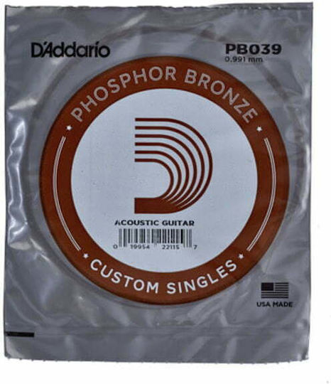 Daddario Single Wound Μονή Χορδή Phosphor Bronze Ακουστικής Κιθάρας 39"