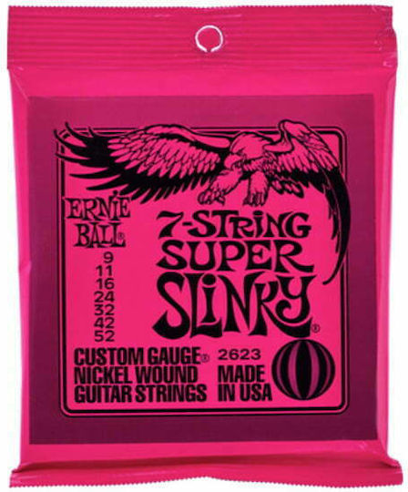 Ernie Ball Slinky 7-String Set Nickel Wound Electric Guitar Strings 9 - 52 Super