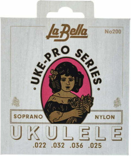 La Bella Set of Nylon Strings for Ukulele 200 Uke-Pro Soprano 22 - 36"