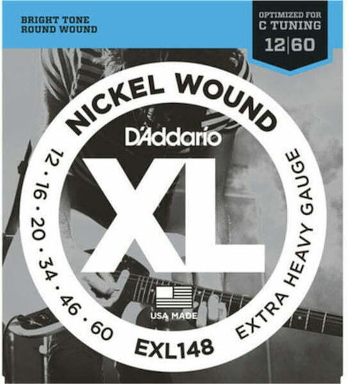 Daddario Set of Nickel Wound Strings for Electric Guitar XL Nickel Extra Heavy 12 - 60"