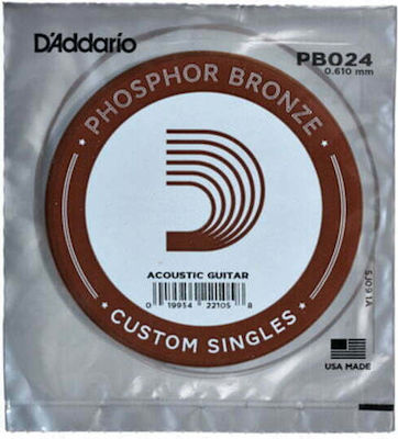 Daddario Single Phosphor Bronze String for Acoustic Guitar Single Phosphor Bronze Wound .024"