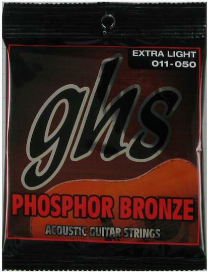 GHS Strings Set Fosfor bronz de Corzi pentru Chitară acustică 6-String Extra Ușor 11 - 50"