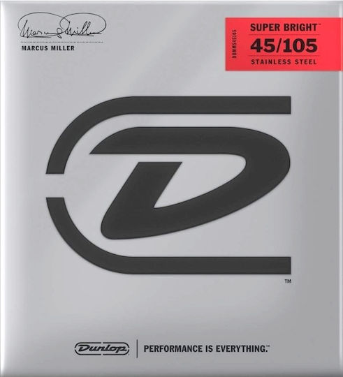 Dunlop Set of Stainless Steel Strings for Bass Marcus Miller Super Bright 45 - 105"