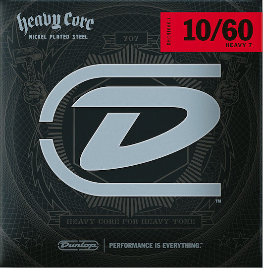 Dunlop Heavy Core E-Gitarrensaiten Nickel Plated Steel Einstellen 10 - 60" 6-Stücke