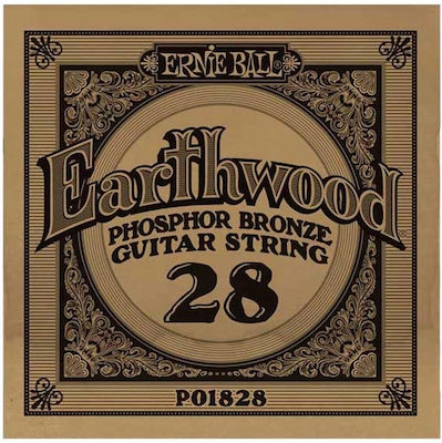 Ernie Ball Single Phosphor Bronze String for Acoustic Guitar Earthwood .028"