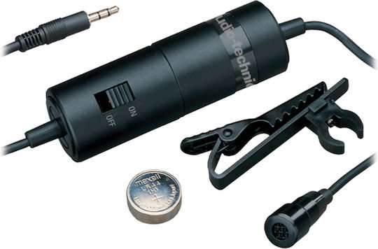 Audio Technica ATR3350 Πυκνωτικό Μικρόφωνο 3.5mm Πέτου για Κάμερα