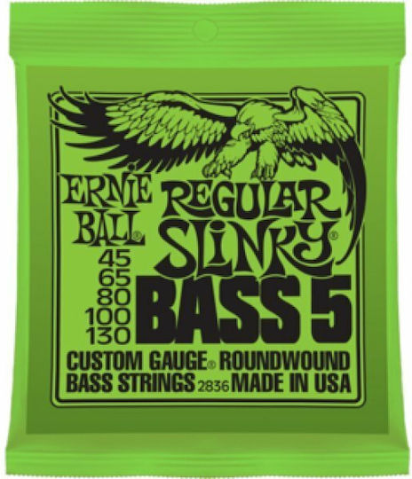 Ernie Ball Slinky Bass 5-String Set of Nickel Wound Bass Strings 45 - 130" Regular