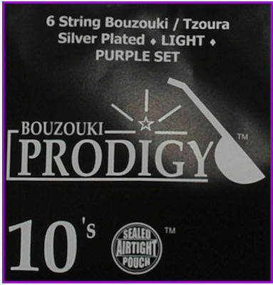 Prodigy Πλήρες Σετ Silver Plated Χορδών για Μπουζούκι Purple 6 String Bouzouki/Tzoura 10 - 22"