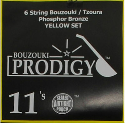 Prodigy Set of Phosphor Bronze Strings for Bouzouki Yellow 6 String Bouzouki/Tzoura 11 - 22"