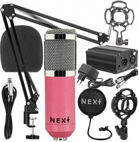 Next Phantom Power Kit Σετ Πυκνωτικό Μικρόφωνο Shock Mounted για Φωνητικά σε Ροζ Χρώμα