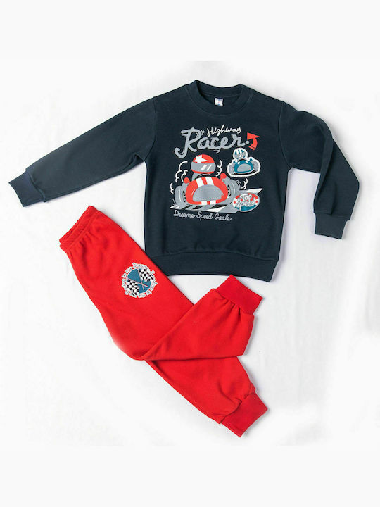 Dreams by Joyce Set Top & Bottom Kids Winter Cotton Pyjamas Navy Blue