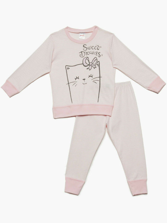 Minerva Set Top & Bottom Kids Winter Cotton Pyjamas Pink