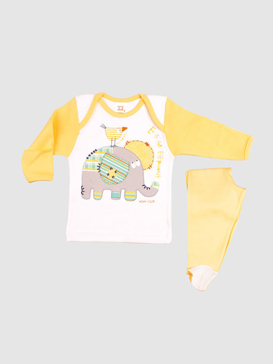 Nina Club Set Top & Bottom Kids Winter Cotton Pyjamas Yellow