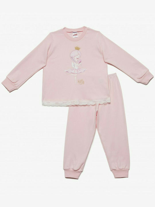 Minerva Set Top & Bottom Kids Winter Cotton Pyjamas Pink