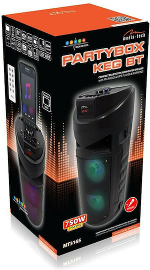 Media-Tech Ηχείο Karaoke με Ενσύρματo Μικρόφωνο και Εφέ Φωτισμού Partybox KEG BT MT3165 MT3165 Μαύρο