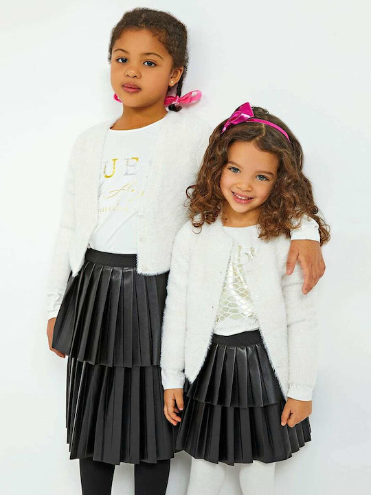Kids' Leather Pleated Skirt Monochrome Black