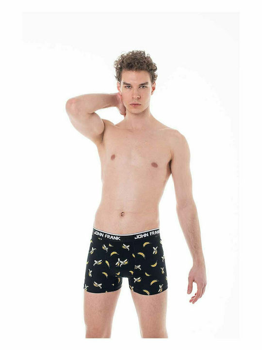 John Frank Bananas Herren Boxershorts Schwarz mit Mustern 1Packung