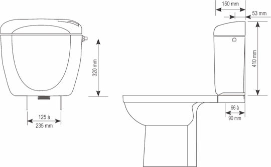 Siamp Rondo Universal Wall Mounted Plastic Low Pressure Rectangular Toilet Flush Tank White