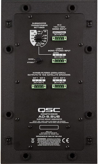 QSC AD-S.SUB Passive Subwoofer PA 100W 6.5" 35x20.9x43.2cm. in White Color