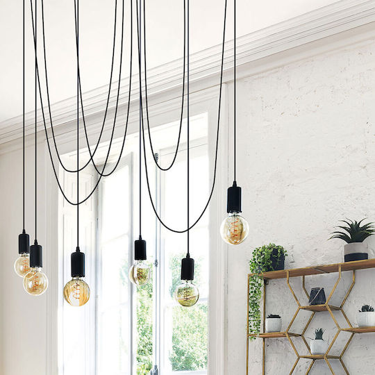 A-S Udell Verstellbar Hängelampe Schwarz für 6 Lampen E27 15x5cm.