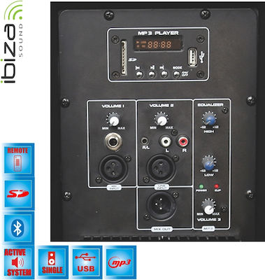 Ibiza Sound Αυτοενισχυόμενο Ηχείο PA BT12A 225W με Γούφερ 12" σε Μαύρο Χρώμα