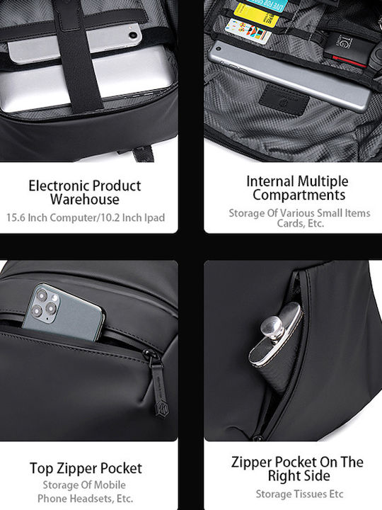 Arctic Hunter B00423 Waterproof Backpack Laptop Bag 15.6" with USB Port in Black Color